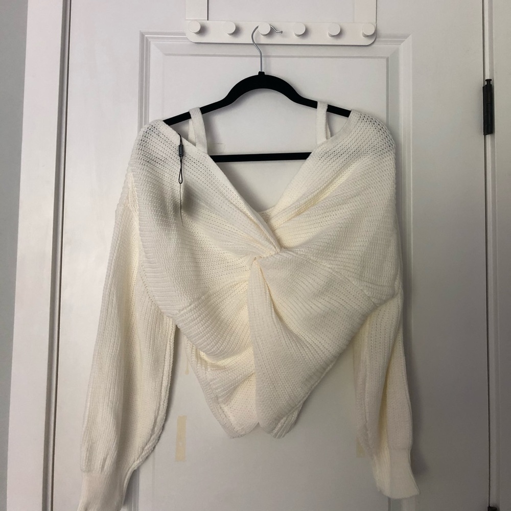 White Off-the-Shoulder Sweater - Size S - Picture 3 of 5